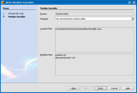 Creating a Module Installer, step 2